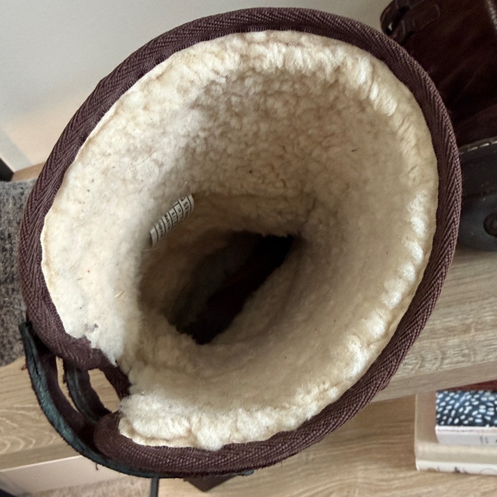 UGG Haywell Black Suede Tall Brown Winter Boots 8 - Picture 8 of 10